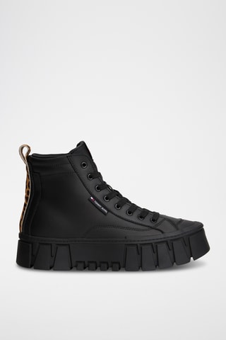 Baskets montantes plateformes en cuir - Noir