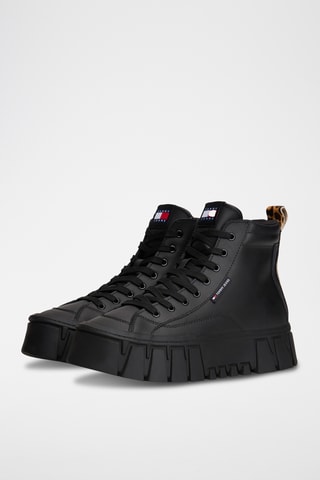 Baskets montantes plateformes en cuir - Noir