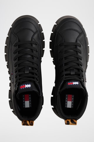 Baskets montantes plateformes en cuir - Noir