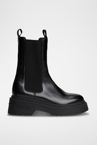 Bottines Chelsea plateformes en cuir - Noir