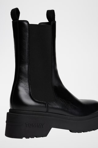 Bottines Chelsea plateformes en cuir - Noir