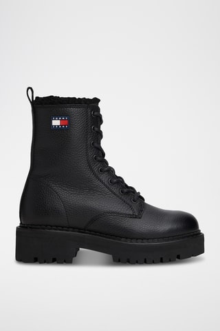 Bottines fourrées en cuir - Noir