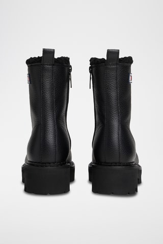 Bottines fourrées en cuir - Noir