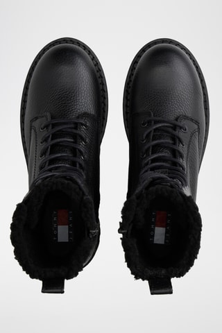 Bottines fourrées en cuir - Noir