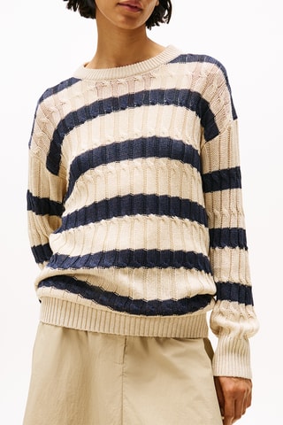 Pull en lin - Ecru et bleu marine