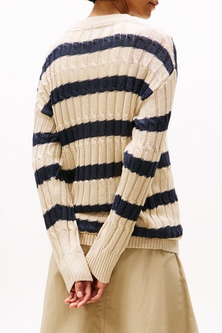 Pull en lin - Ecru et bleu marine