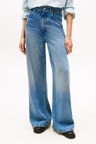 Jean wide legs taille haute - Bleu
