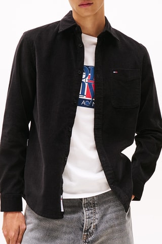Chemise regular en velours - Noir