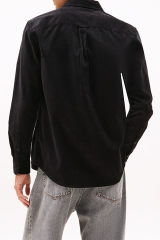Chemise regular en velours - Noir