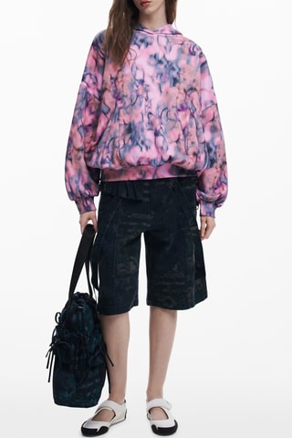 Felpa oversize con cappuccio - Rosa