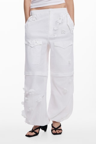 Pantaloni wide legs a vita alta - Bianco