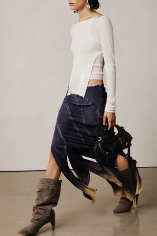 Gonna lunga dip and dye in seta - Blu