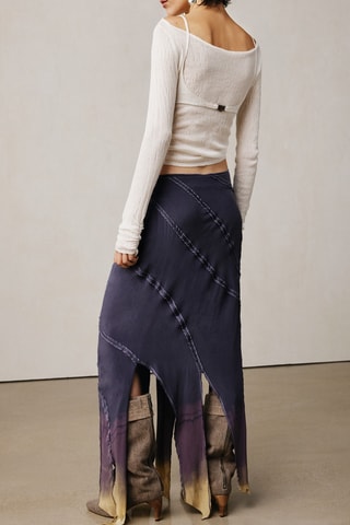 Gonna lunga dip and dye in seta - Blu