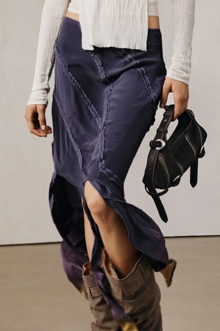 Gonna lunga dip and dye in seta - Blu