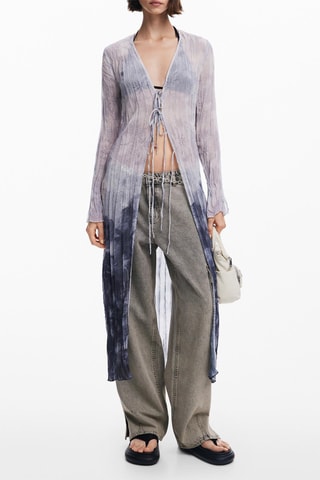 Cardigan lungo regular - Blu e viola