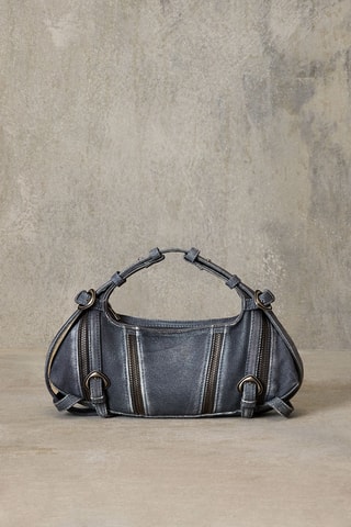 Borsa a spalla in pelle d’agnello - Azzurro