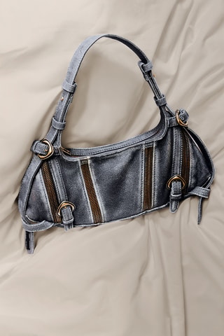 Borsa a spalla in pelle d’agnello - Azzurro