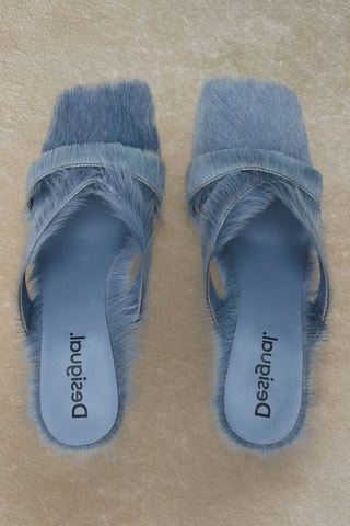 Sandali con tacco in pelle - Blu