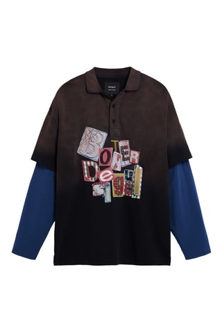 Polo regular effetto trompe-l'œil - Nero