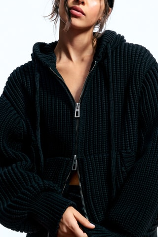 Felpa oversize con cappuccio - Nero
