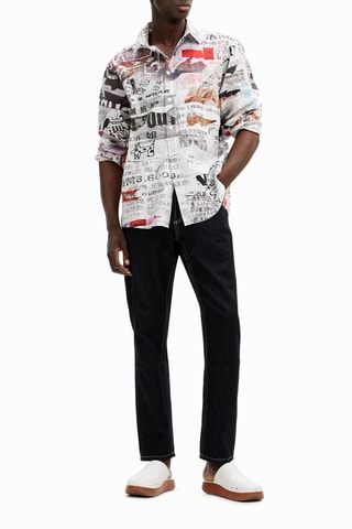 Camicia regular - Bianco, nero e rosso