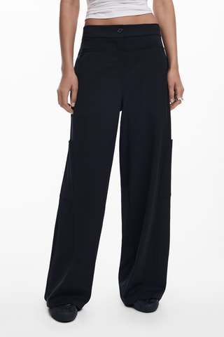 Pantaloni regular a vita alta - Nero