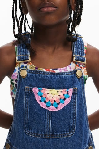 Salopette corta in jeans - Blu scuro