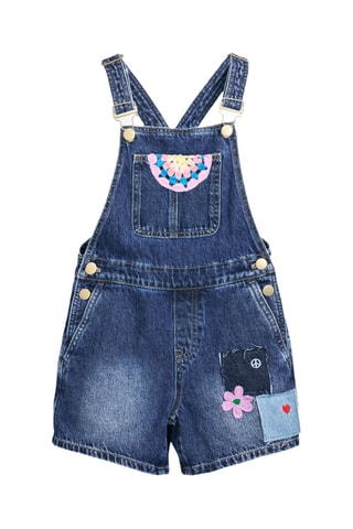 Salopette corta in jeans - Blu scuro