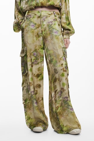 Pantaloni wide legs tie and dye - Verde