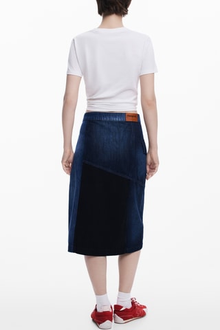 Gonna a portafoglio in jeans - Blu scuro