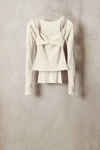 Top effetto trompe-l’œil in lana e seta - Beige