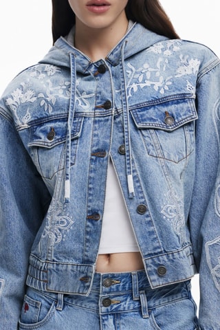 Giacca con cappuccio in jeans - Blu scuro