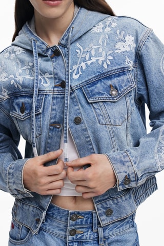 Giacca con cappuccio in jeans - Blu scuro
