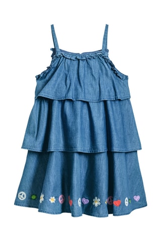 Abito con volant in jeans - Blu