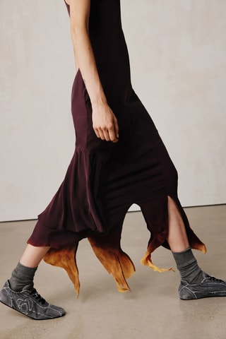 Abito midi in seta - Fucsia