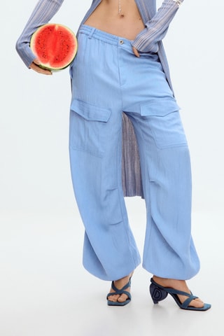Pantaloni wide legs - Blu