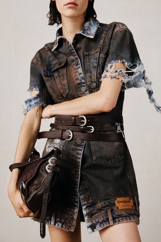 Abito a camicia in jeans - Marrone scuro