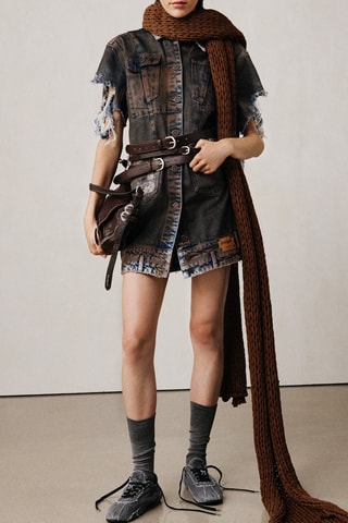 Abito a camicia in jeans - Marrone scuro