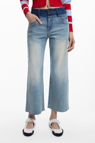 Jeans 7/8 a vita alta - Azzurro