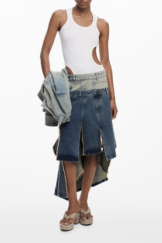 Gonna midi in jeans - Blu