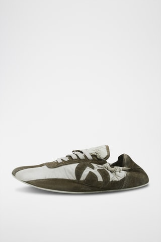 Sneakers in pelle scamosciata di agnello - Kaki