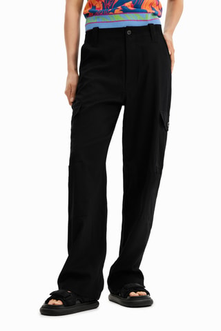 Pantaloni cargo a vita alta - Nero