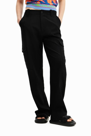 Pantaloni cargo a vita alta - Nero