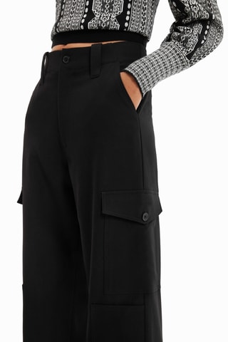Pantaloni cargo a vita alta - Nero