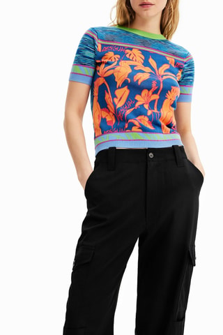 Pantaloni cargo a vita alta - Nero