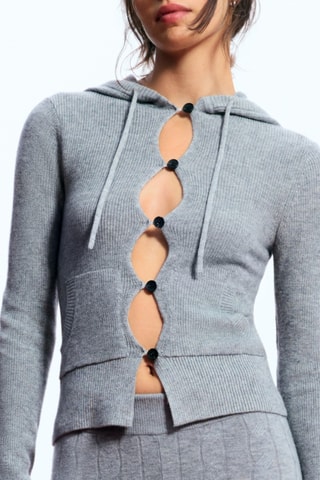 Cardigan con cappuccio - Grigio