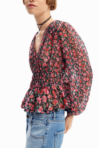 Blusa - Nero, rosso e rosa