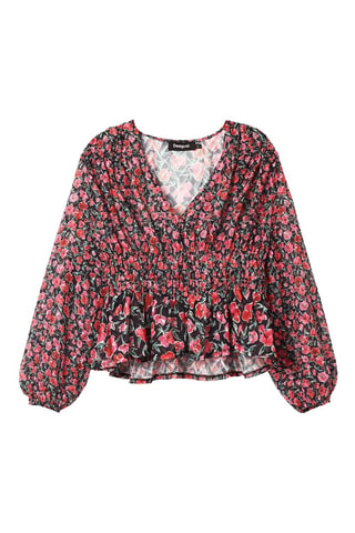 Blusa - Nero, rosso e rosa