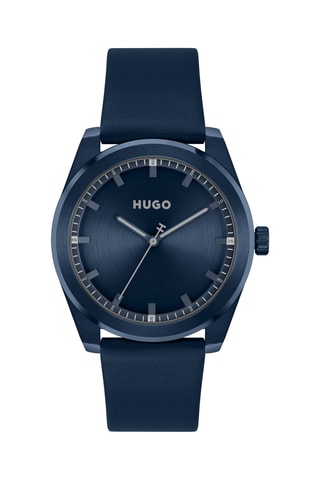 Montre à quartz en cuir - Bleu