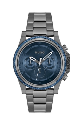 Montre à quartz en acier - Gris et bleu